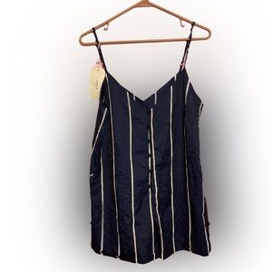 NWT Zaful Striped Navy/White Spaghetti Strap Romper Small